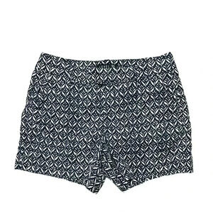 Level 99 Blue & White Linen Blend Geometric Print High Rise Shorts Size 27